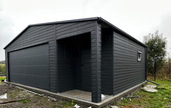 Garaż 8m x 6m Grafit MAT, brama segmentowa, wnęka