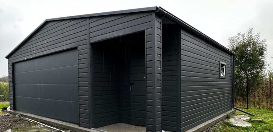 Garaż 8m x 6m Grafit MAT, brama segmentowa, wnęka