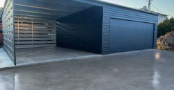 Garaż 6m x 5,80m + wiata 4m (do35m2) Grafit MAT, brama segmentowa