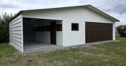 Garaż blaszany 11m x 6m (66m2) RAL9010 + Orzech