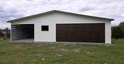 Garaż blaszany 11m x 6m (66m2) RAL9010 + Orzech