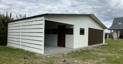 Garaż blaszany 11m x 6m (66m2) RAL9010 + Orzech