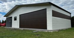 Garaż blaszany 11m x 6m (66m2) RAL9010 + Orzech