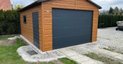 Garaż 4m x 6m (24m2) Złoty dąb + Grafit, brama segmentowa