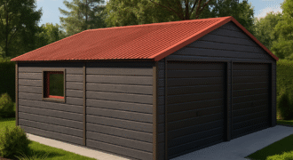 Garaż drewniany 6m x 6m, deska płaska