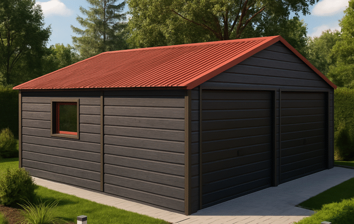 Garaż drewniany 6m x 6m, deska płaska