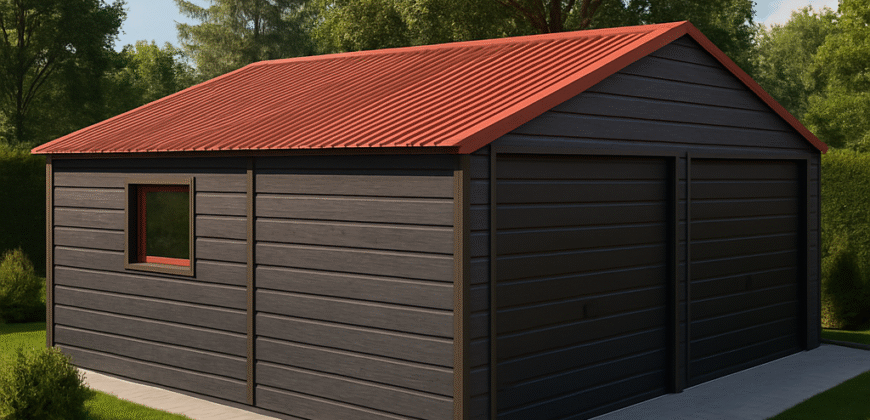 Garaż drewniany 6m x 6m, deska płaska