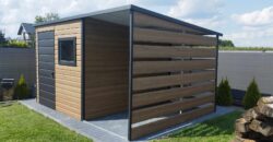 Domek ogrodowy 2,5m x 3m + 1,5m wiata, Winchester + Grafit