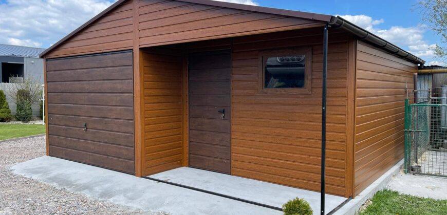 Garaż 6m x 6m Złoty dąb + Orzech