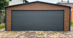 Garaż 6m x 5,80m (do 35m2) Orzech + Grafit, brama segmentowa