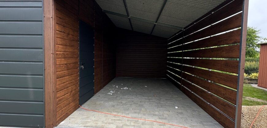 Garaż 10,5m x 6m(63m2) Orzech + wiaty Antracyt
