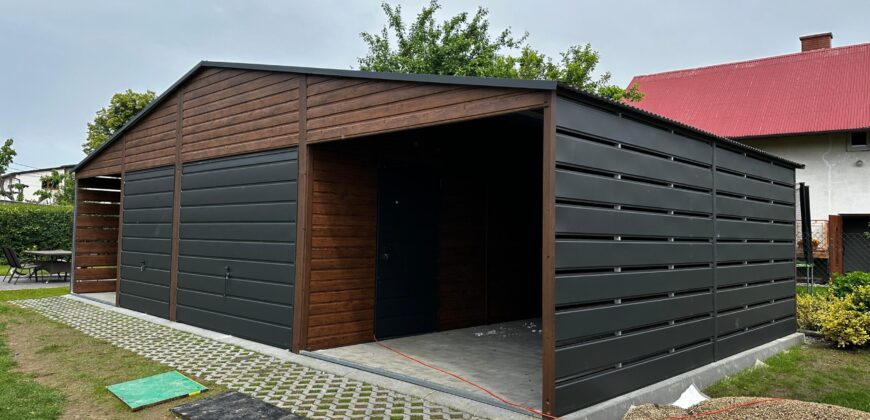 Garaż 10,5m x 6m(63m2) Orzech + wiaty Antracyt