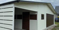 Garaż blaszany 11m x 6m (66m2) RAL9010 + Orzech