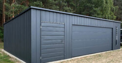 Garaż 9m x 6m, Grafit, brama segmentowa, witryna
