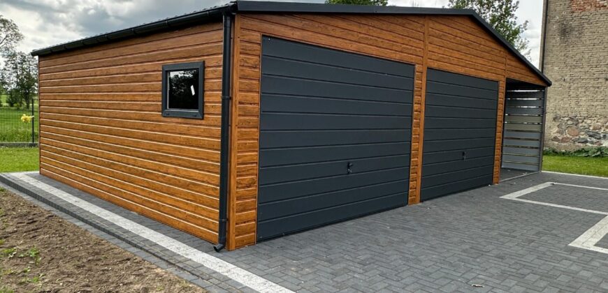 Garaż 10m x 6m (60m2) Multigloss + Grafit MAT, wiata panelowa