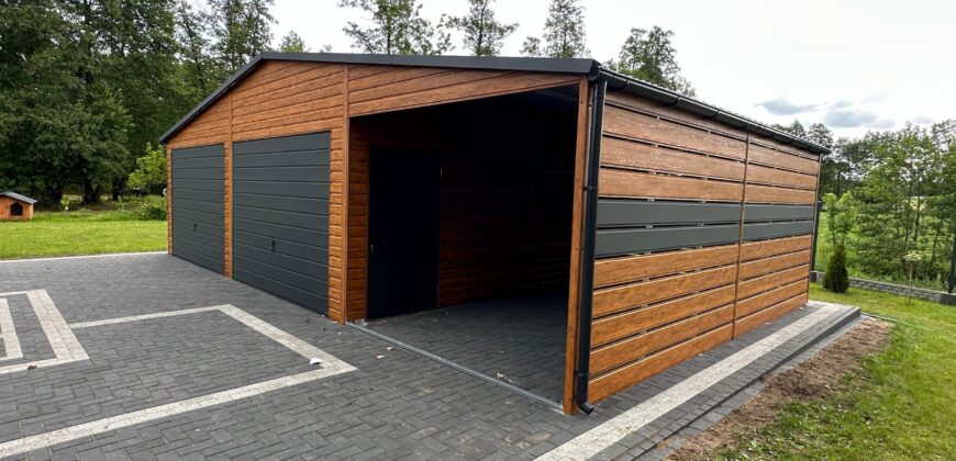 Garaż 10m x 6m (60m2) Multigloss + Grafit MAT, wiata panelowa