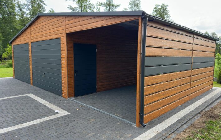 Garaż 10m x 6m (60m2) Multigloss + Grafit MAT, wiata panelowa