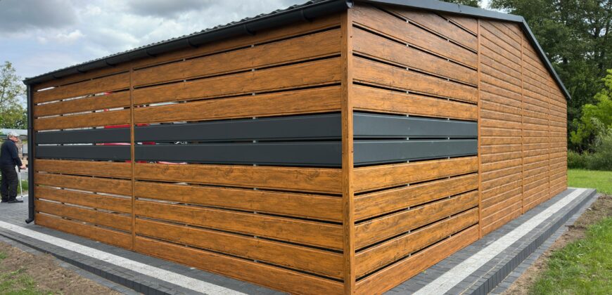 Garaż 10m x 6m (60m2) Multigloss + Grafit MAT, wiata panelowa