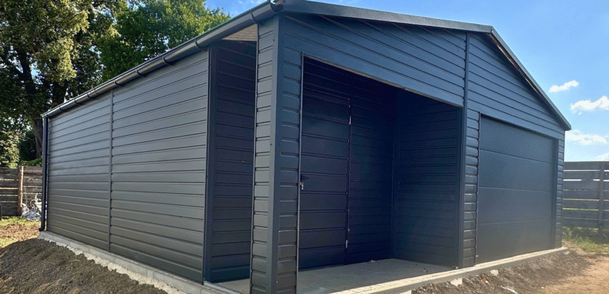 Garaż 7m x 7m, Grafit MAT, wnęka, brama segmentowa