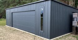 Garaż 9m x 6m, Grafit, brama segmentowa, witryna