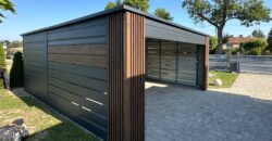 Wiata garażowa, carport, 6m x 6m, lamele blaszane