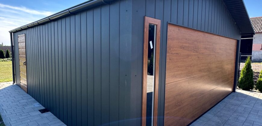 Garaż 6m x 7m, brama segmentowa, witryna, podbitka