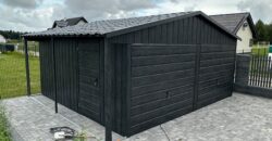 Garaż 6m x 5.80m + 1m wiata na drewno, Grafitowy dąb