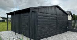 Garaż 6m x 5.80m + 1m wiata na drewno, Grafitowy dąb