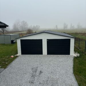 RAL7016 grafit mat, brama segmentowa, dach dwuspadowy