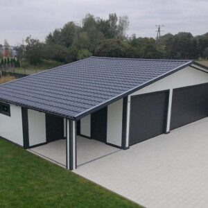 Garaż z płyty warstwowej PIR60mm 12m x 6m, biały + antracyt