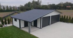 Garaż z płyty warstwowej PIR60mm 12m x 6m, biały + antracyt