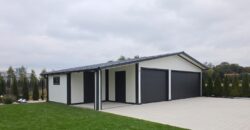 Garaż z płyty warstwowej PIR60mm 12m x 6m, biały + antracyt