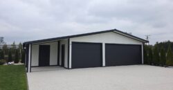 Garaż z płyty warstwowej PIR60mm 12m x 6m, biały + antracyt