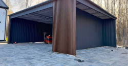 Wiata garażowa 7,50m x 8m, Carport, RAL7016 + Orzech