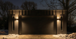 Garaż 6×5.80m z blachy na rąbek stojący RAL7016