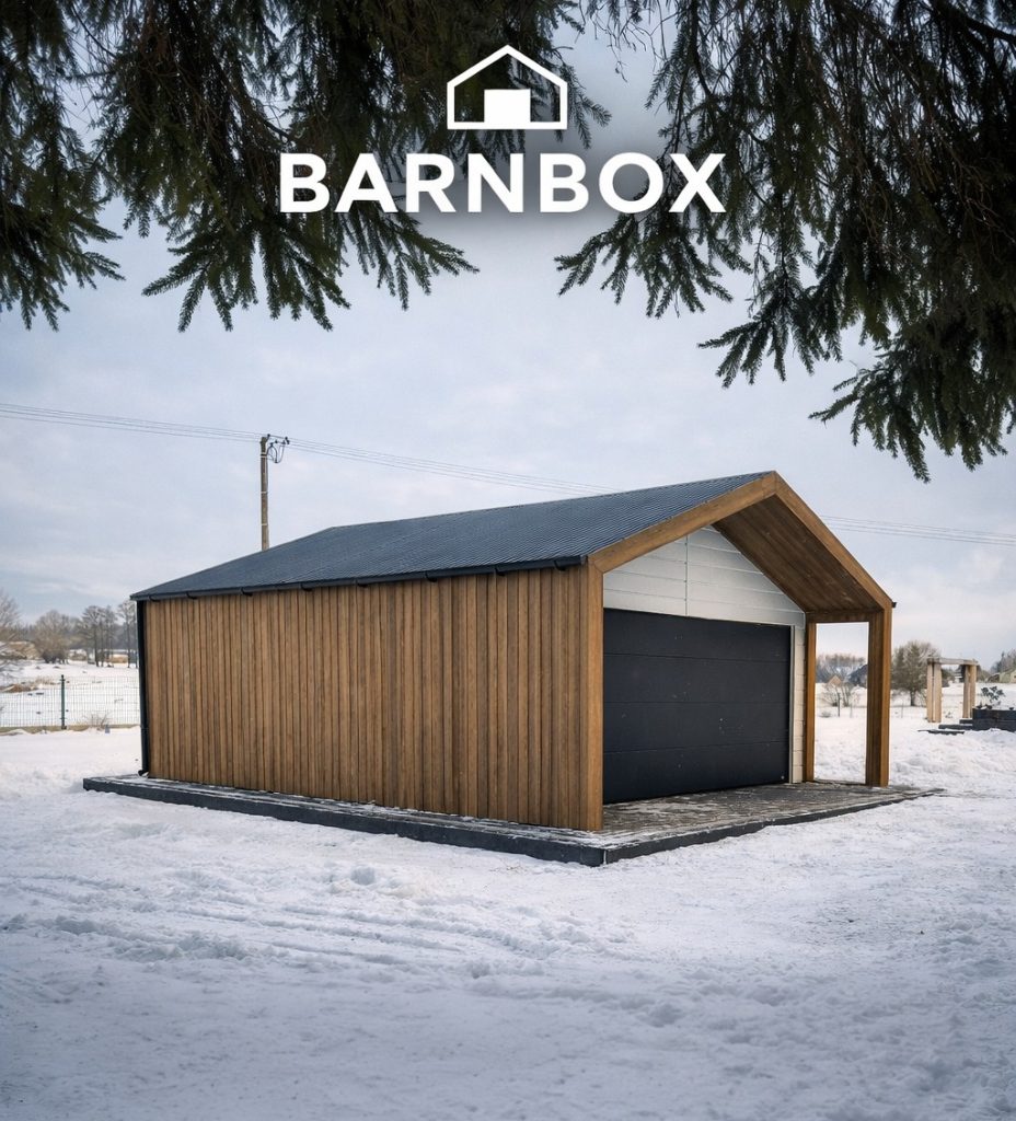 BarnBox 6x5,8 z białą blachą RAL9010