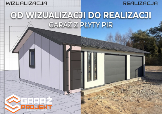 Od wizualizacji do realizacji: garaż z płyty warstwowej PIR 60 mm 10 × 6.50 m