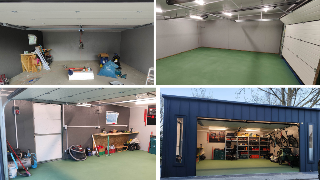 Nowoczesny garaż zrealizowany przez Garaż Projekt i dopracowany przez klienta. etapy wykończenia wnętrza garażu