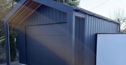 BarnBox 4×4 + 1 m – nowoczesny garaż z wypustem