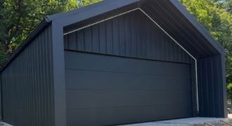 BarnBox do 35 m² + wypust 1 m | Całość RAL 7016 Grafit MAT